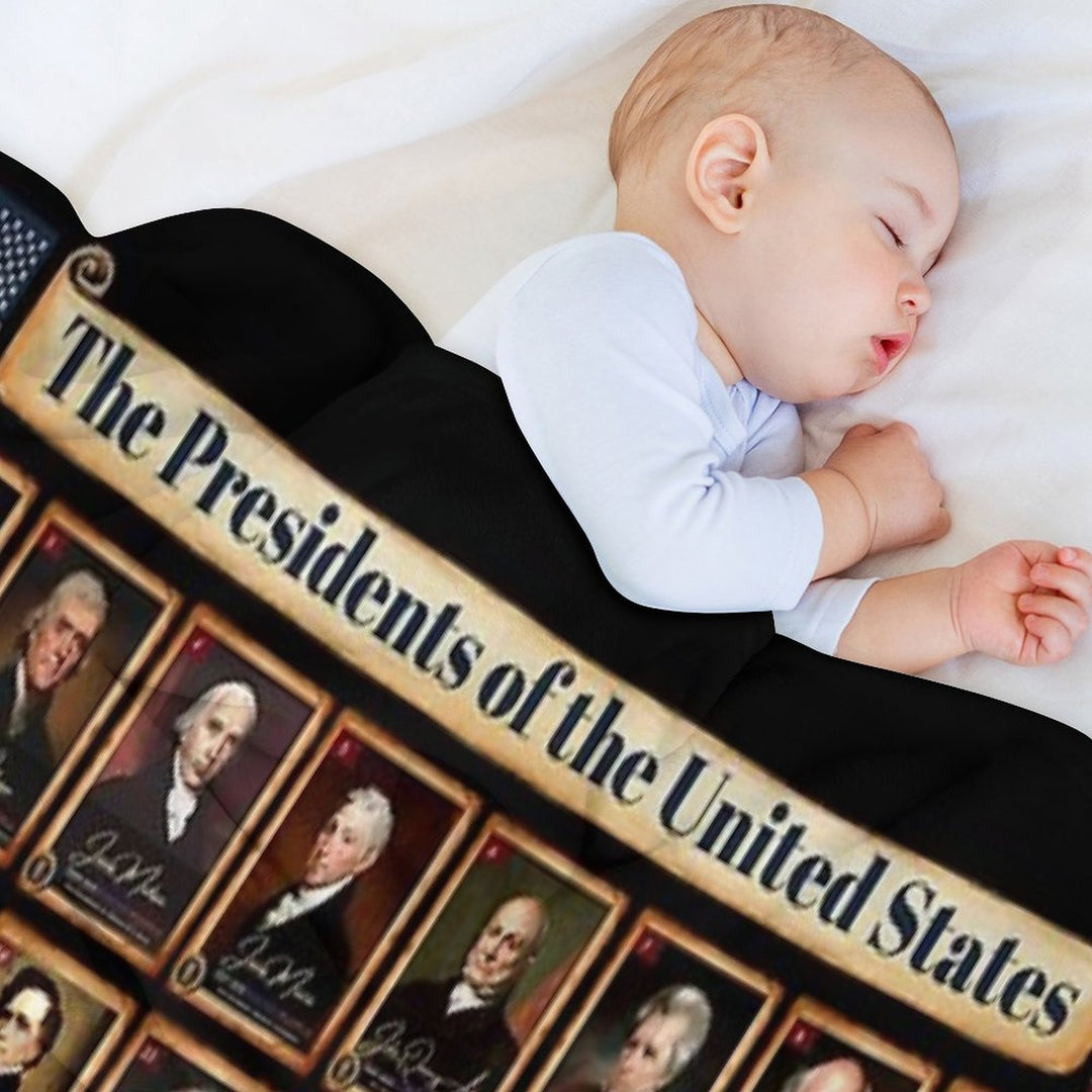 47 Presidents of The United States of America Featuring Donald Trump Black Background Travel-friendly Throw Blanket