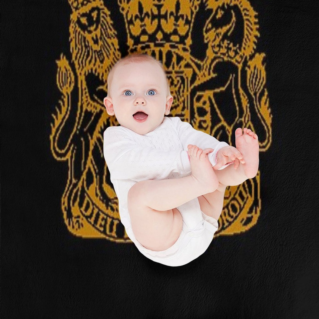 Elizabeth II Royal Coat of Arms Emblem Versatility Throw Blanket