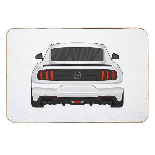 Ford Mustang GT Rear White  Rapid-Drying Bath Mat