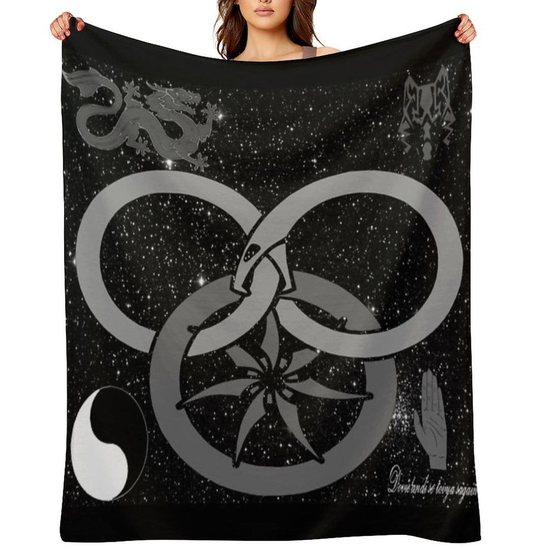 Wheel of Time - Tel'aran'rhiod And Symbols - Black And White Wrinkle-free Throw Blanket