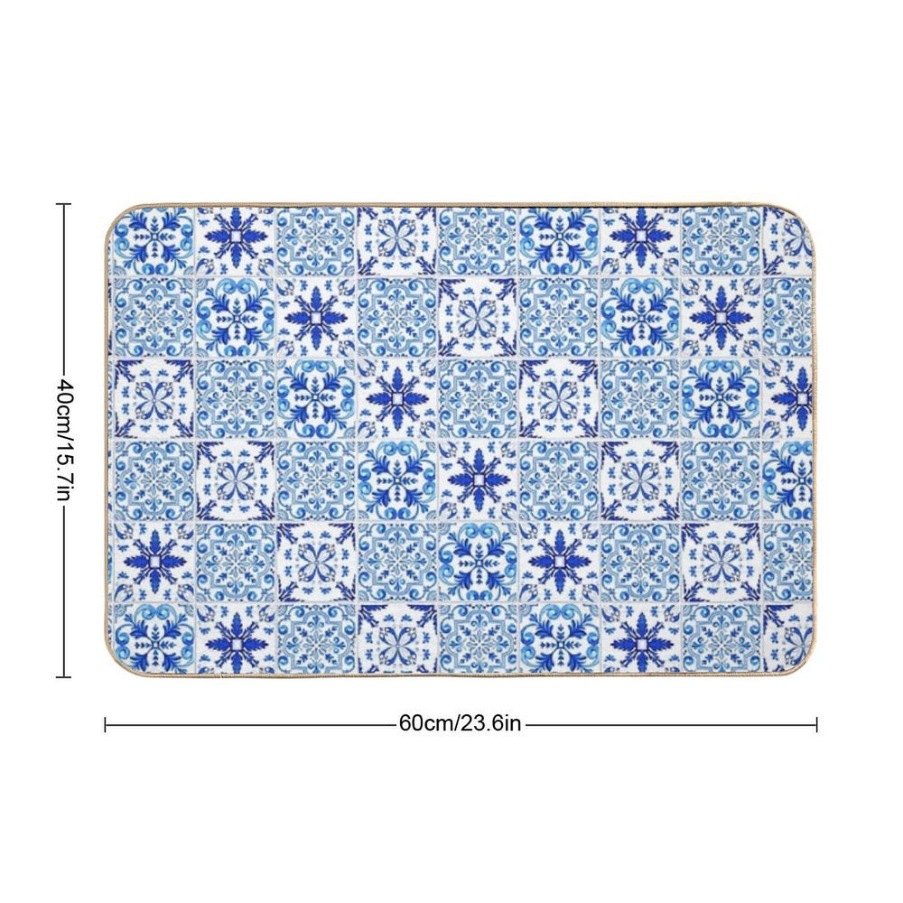 Mediterranean Mosaic Tiles  Azulejo Durable Bath Mat