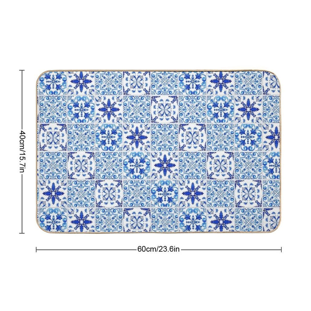 Mediterranean Mosaic Tiles  Azulejo Durable Bath Mat
