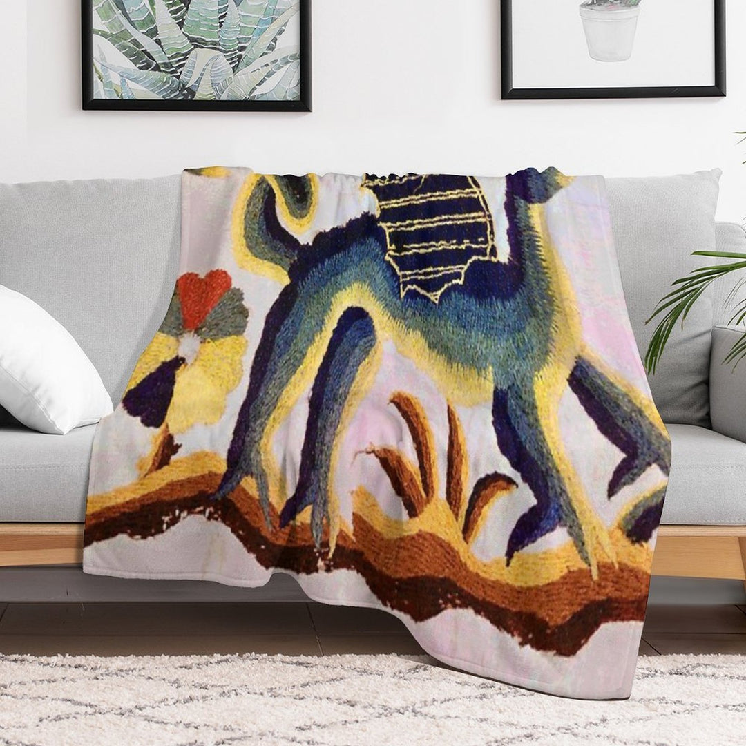 Crewel Dragon Vintage Floral Vector Pattern Eco-conscious Throw Blanket