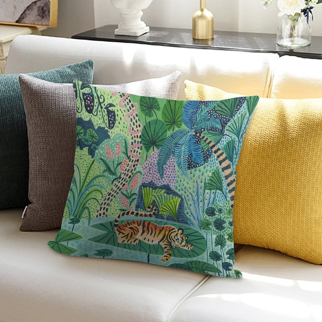 Jungle Tiger Soft Fade-Resistant Throw Pillow