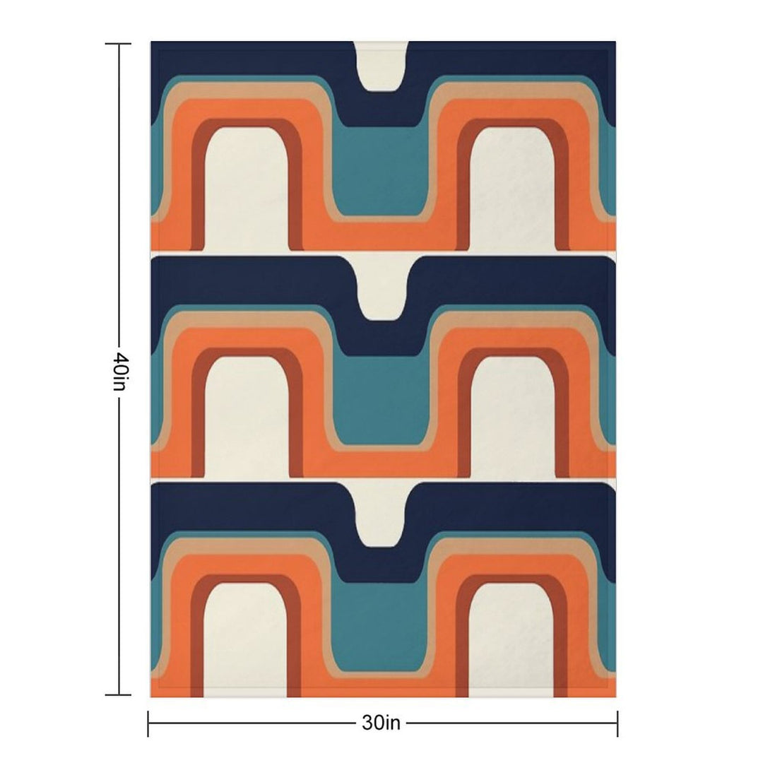 Mid-Century Modern Meets 1970s Orange & Blue Easy Care Throw Blanket
