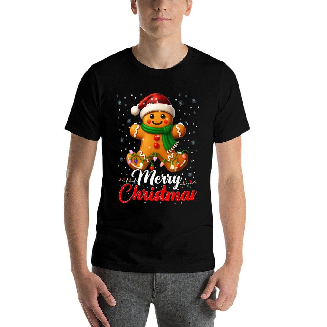Merry Christmas Gingerbread Xmas Lights Matching Family Kids  Lightweight T-Shirt