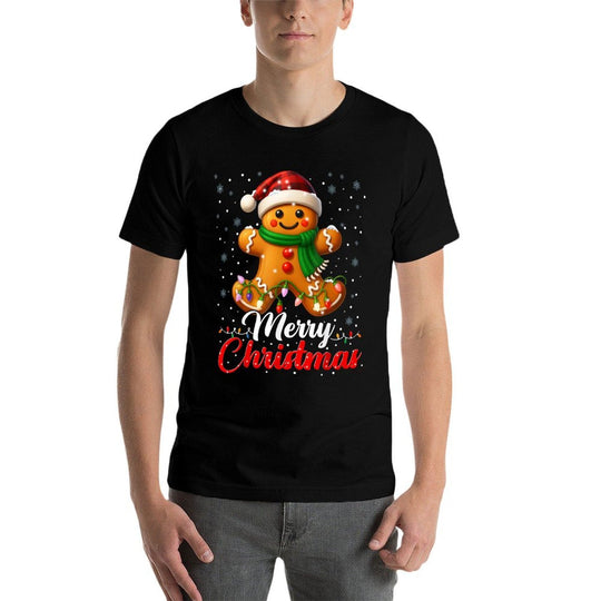 Merry Christmas Gingerbread Xmas Lights Matching Family Kids  Lightweight T-Shirt