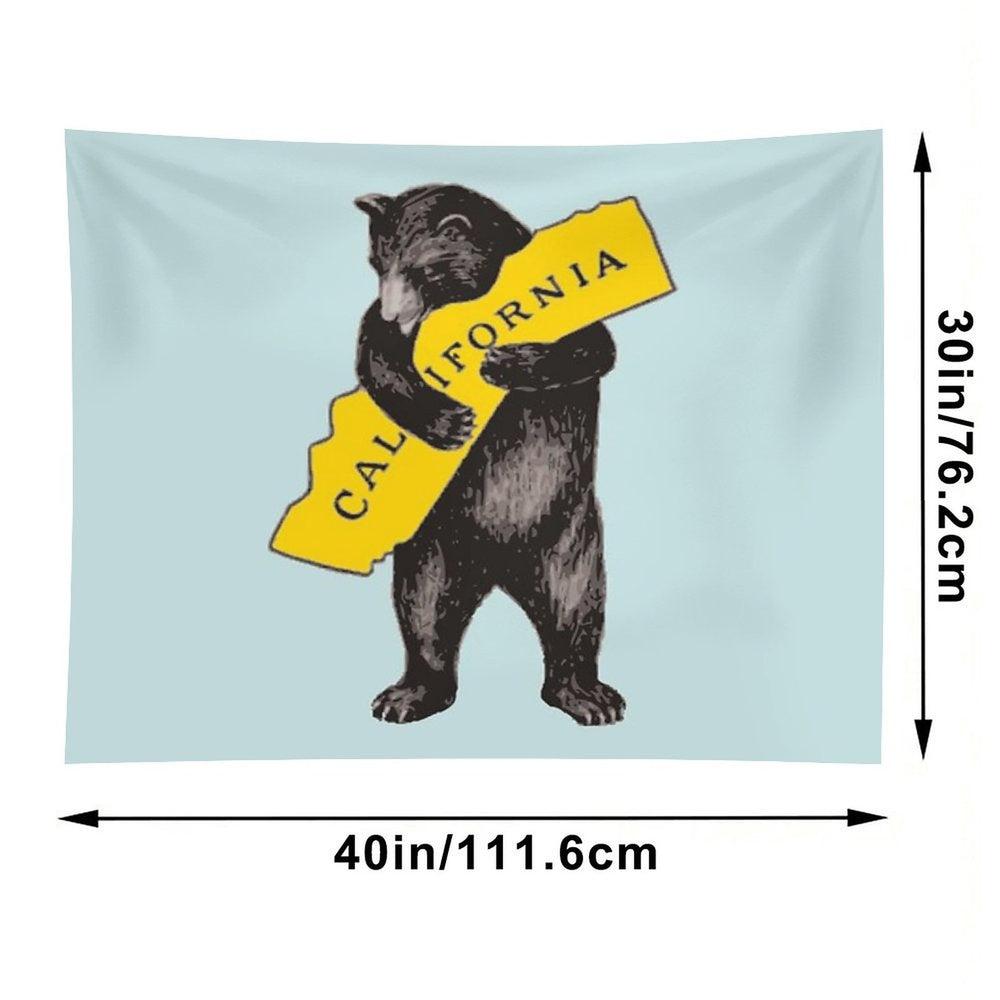 Vintage California Bear Hug Illustration Tapestry