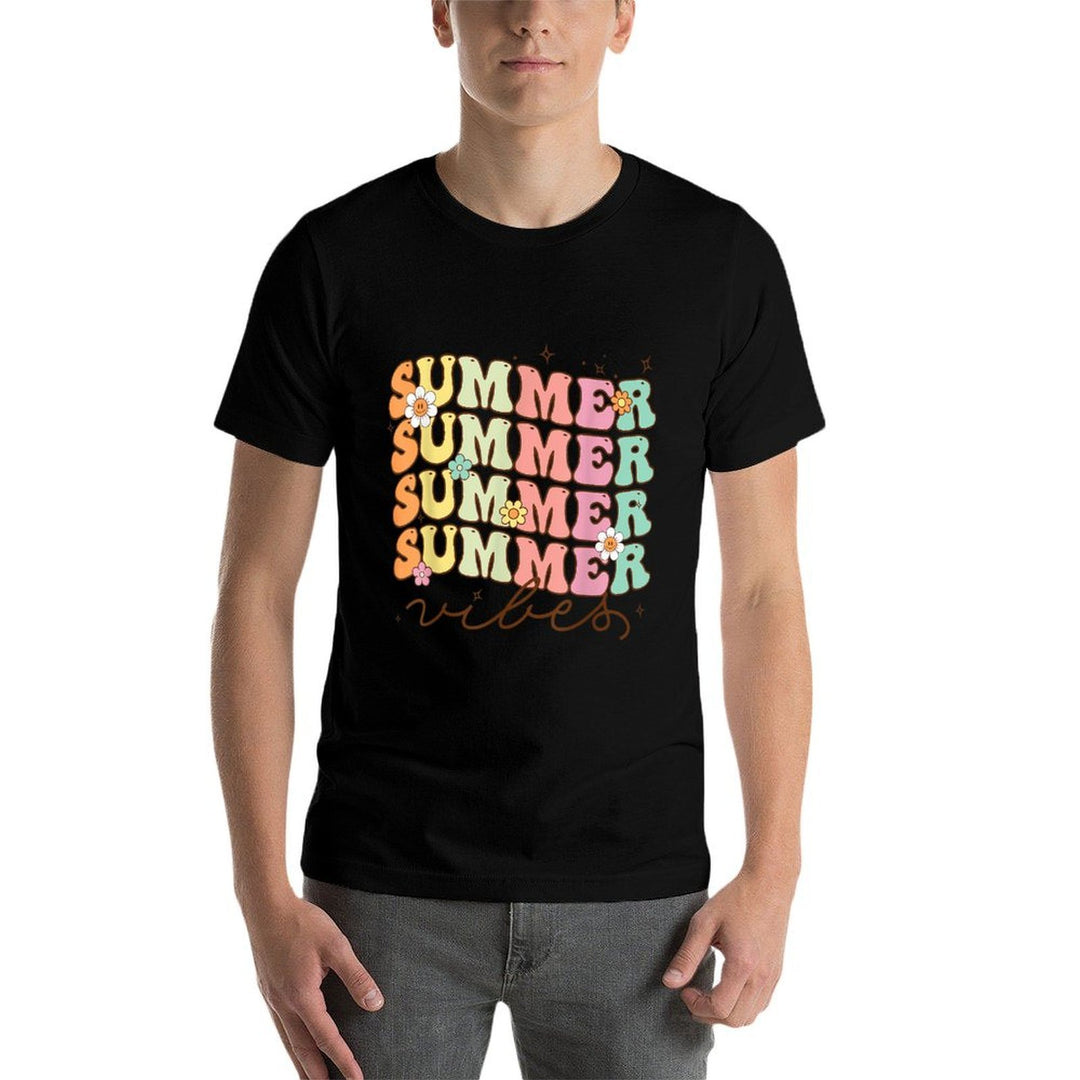 Retro Groovy Summer Vibes For Women Men Kids Summer Vacation  Classic T-Shirt