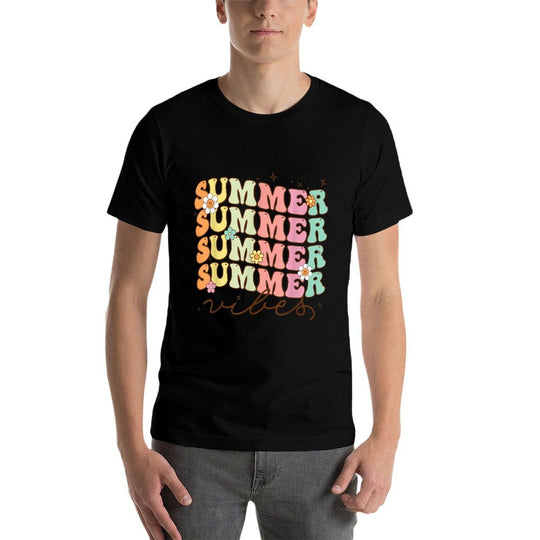 Retro Groovy Summer Vibes For Women Men Kids Summer Vacation  Classic T-Shirt