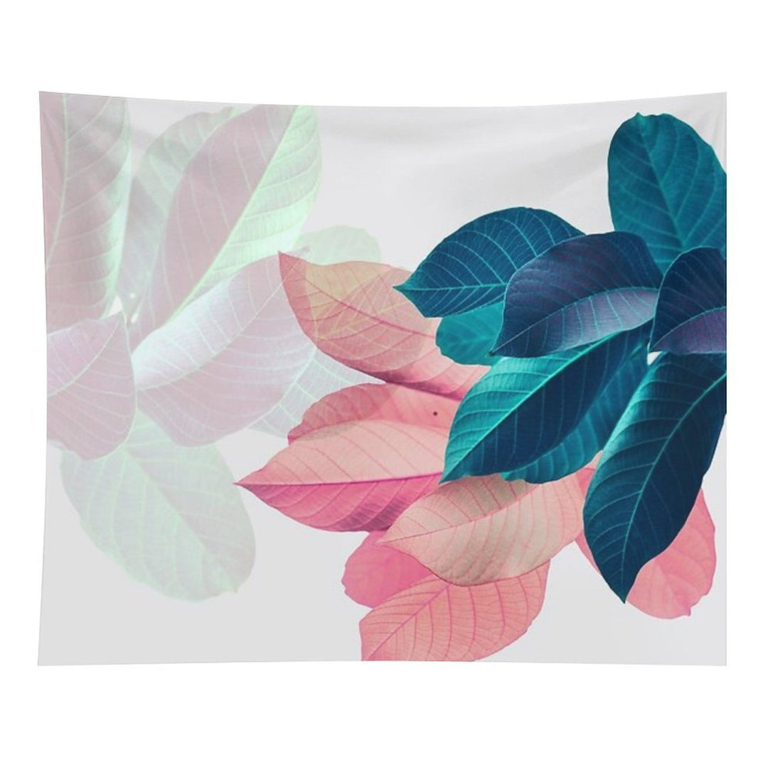Blue Pink Plant Leaf Tapestry
