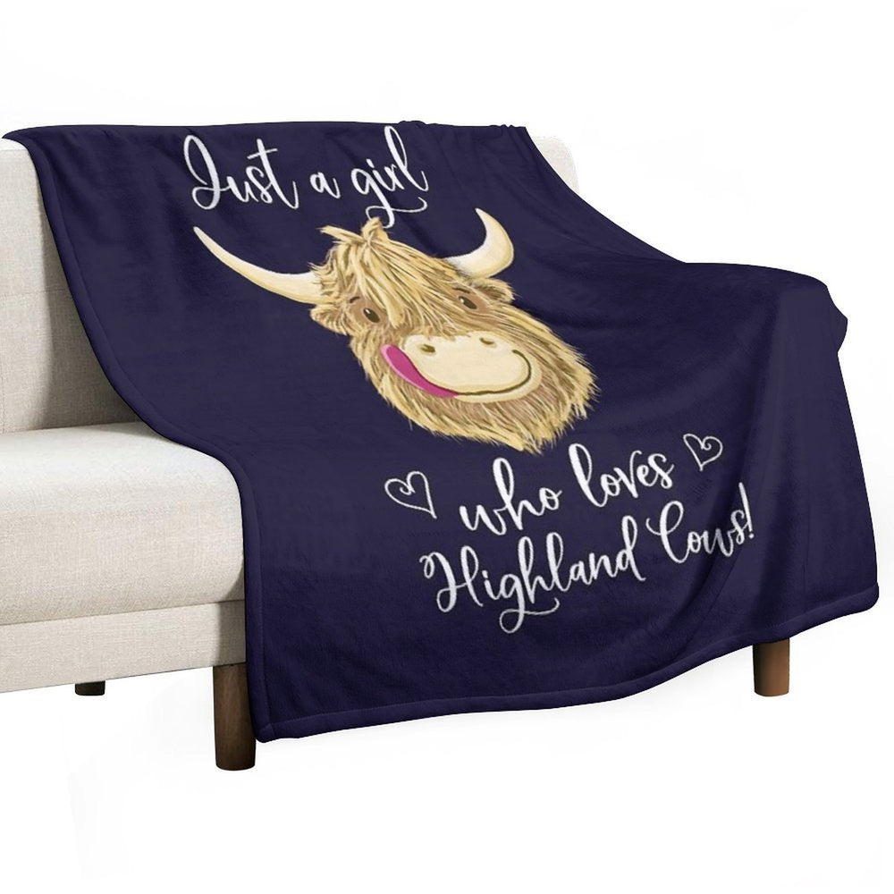 Just A Girl Who Loves Scottish Highland Cows Multi-functional Throw Blanket