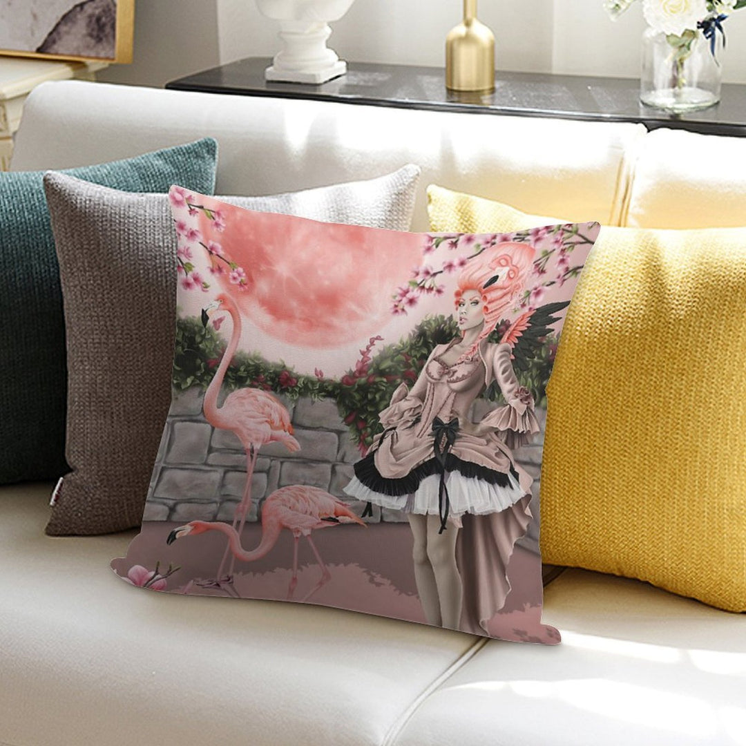 Flamingo Fairy - Pink Moon Soft Skin-Friendly Throw Pillow
