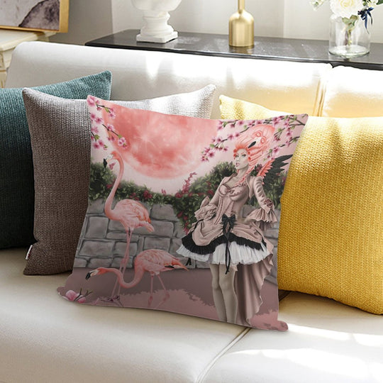 Flamingo Fairy - Pink Moon Soft Skin-Friendly Throw Pillow