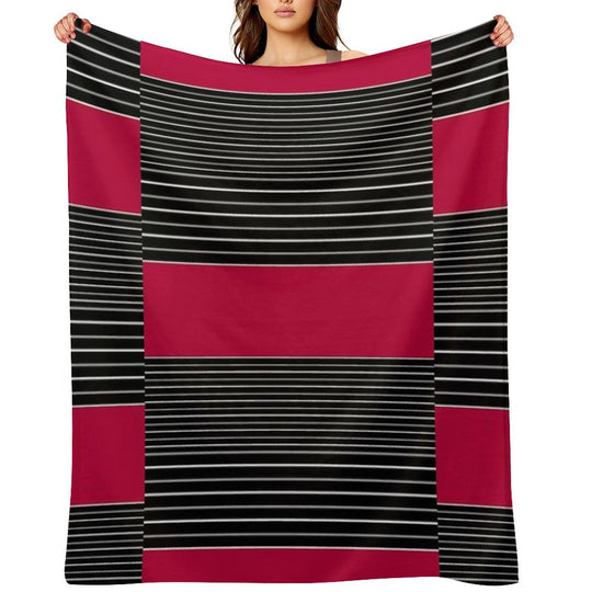 Striped Simple Red , Gray , White Pattern SPORTCLUB All-season Throw Blanket
