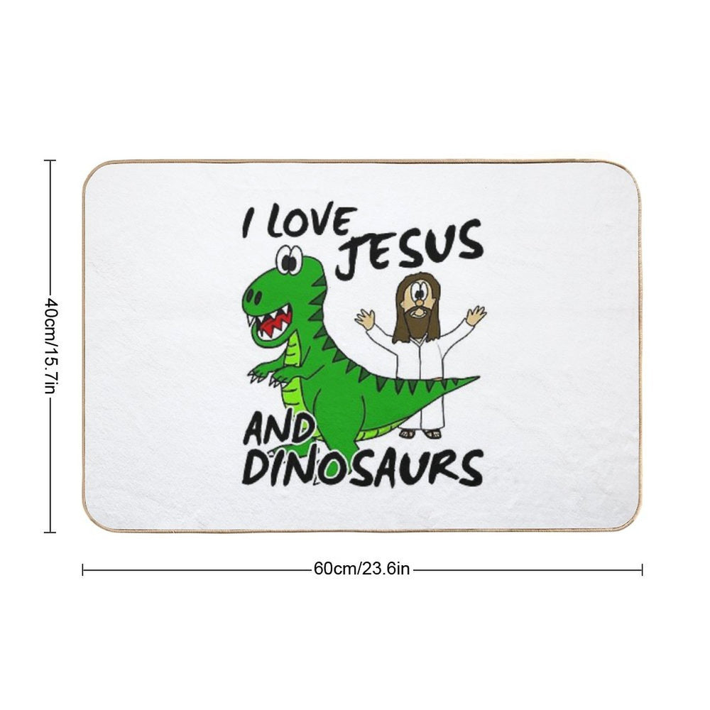 I Love Jesus And Dinosaurs Church Humor  Eco-Friendly Bath Mat