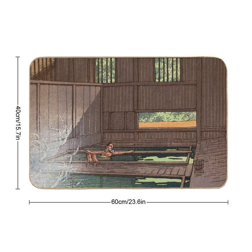 Hoshi Onsen by Kawase Hasui  Repositionable Bath Mat