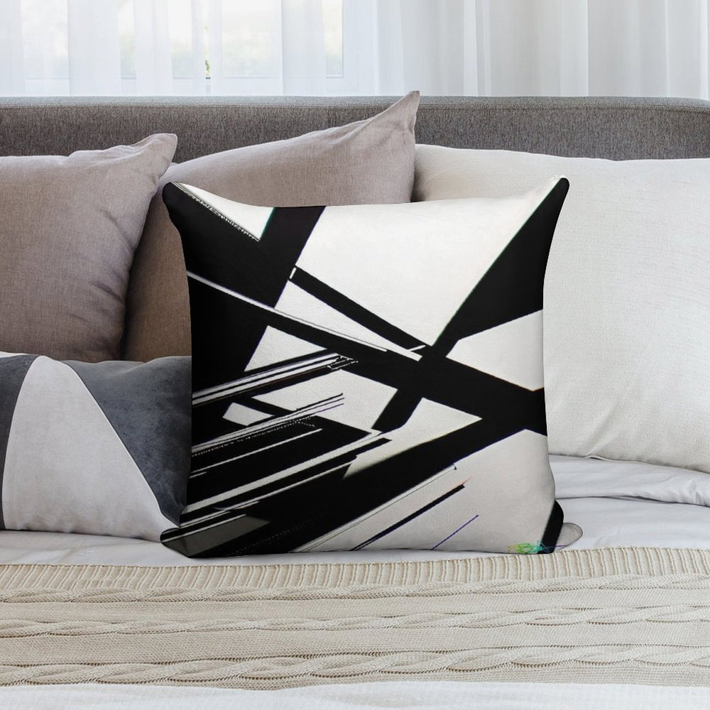 Abstract Geometric Black And White 77 Soft Washable Throw Pillow