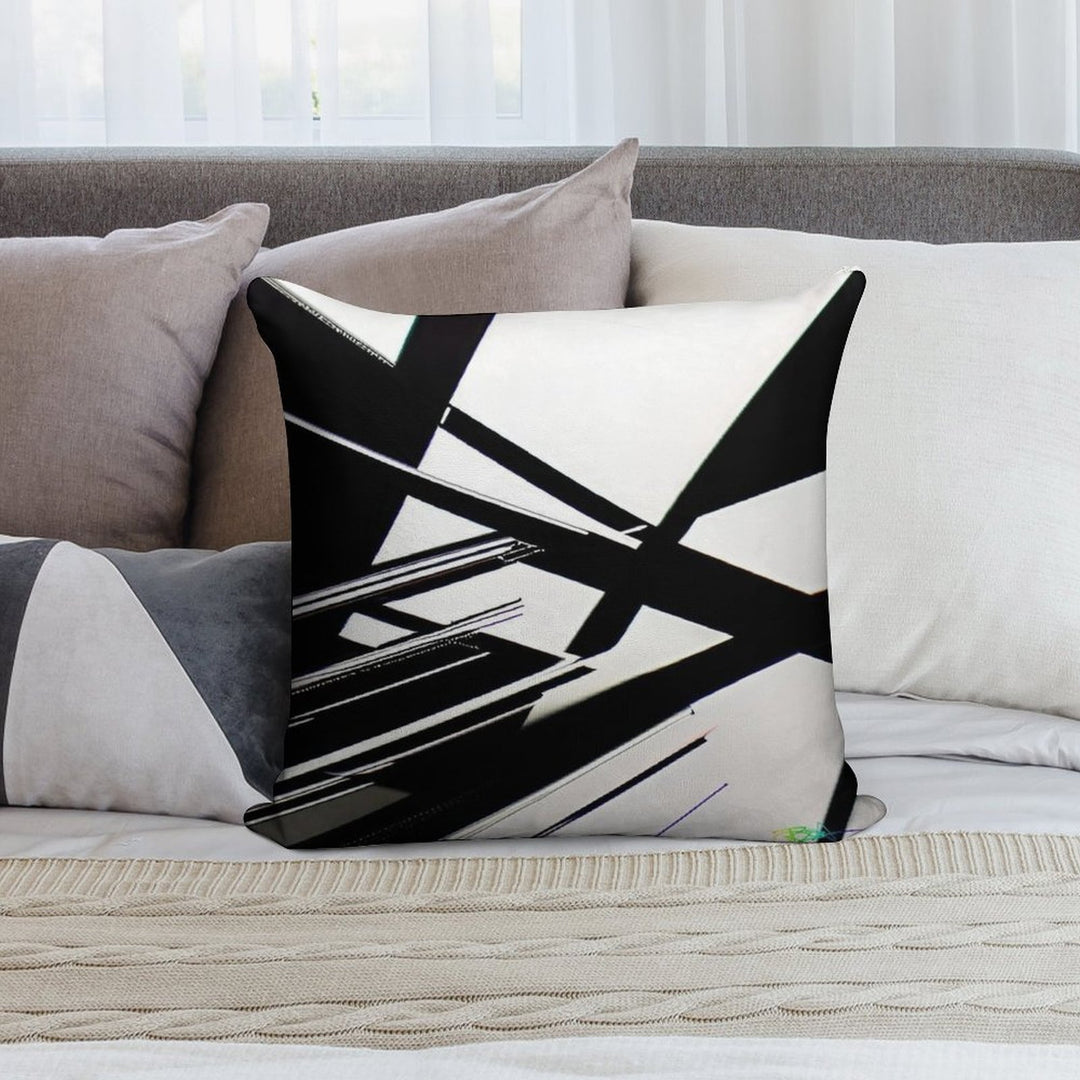 Abstract Geometric Black And White 77 Soft Washable Throw Pillow