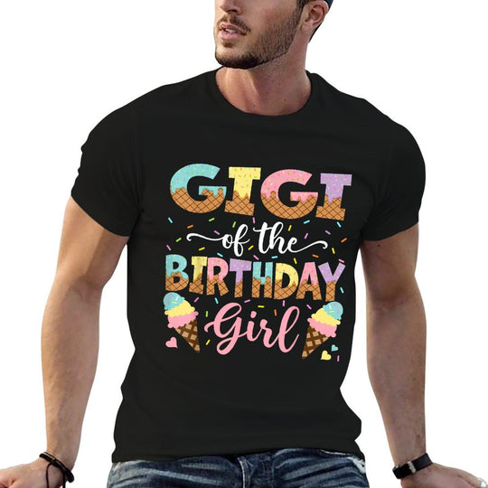 Gigi Of The Birthday Girl Ice Cream Lover Party  Heathered Texture T-Shirt