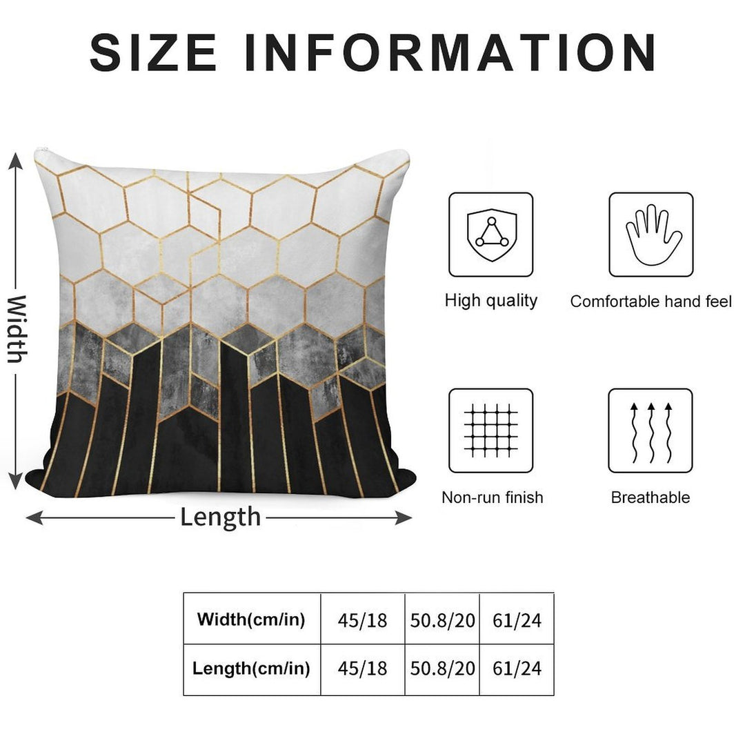 Charcoal Hexagons Soft Short Plush Fabric Throw Pillow