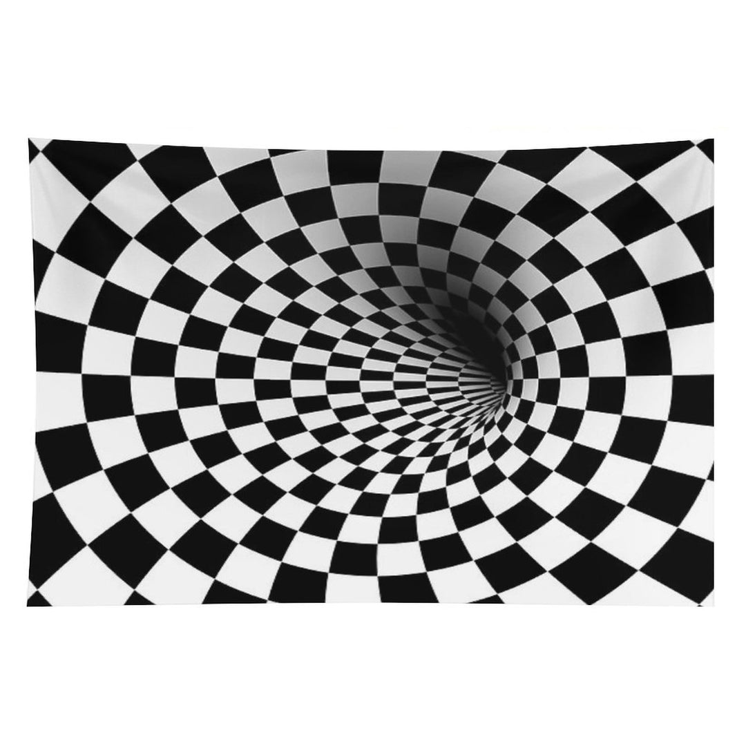 Black White Check Optical Hole Tapestry