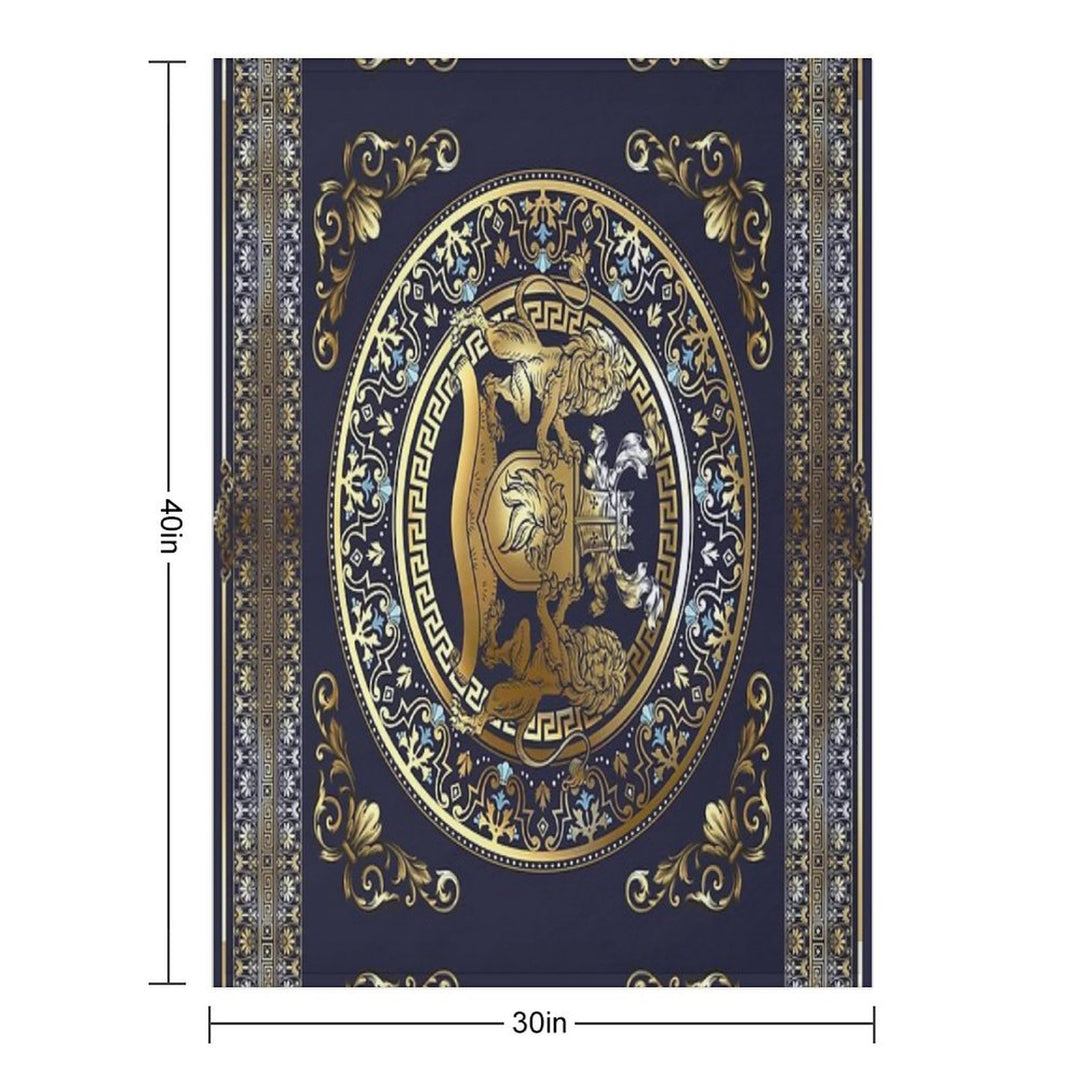 Lion Shield Navy Velvety-soft Throw Blanket