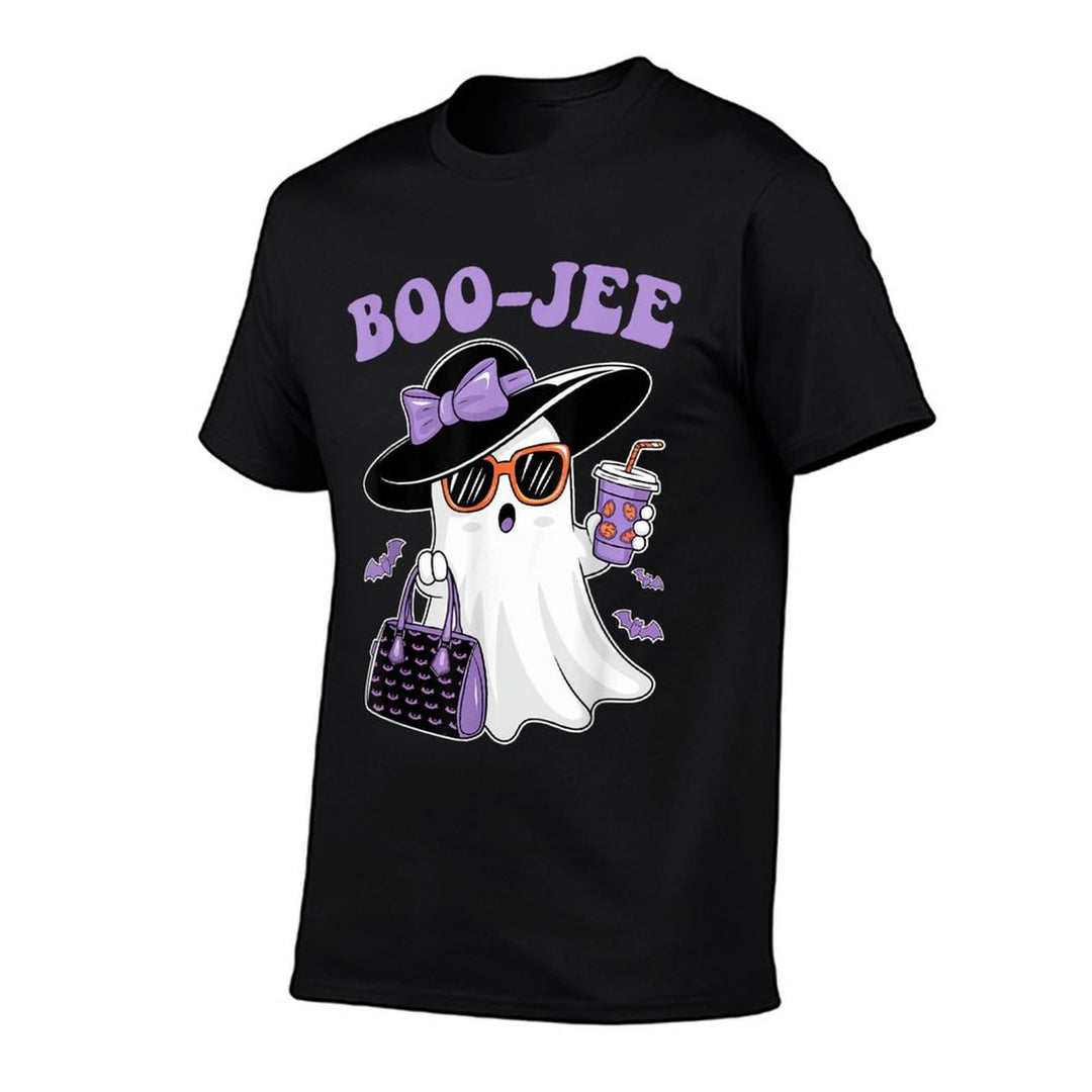 Boo Jee Ghost Drinking Coffee Bow Halloween Women  Odor-resistant T-Shirt