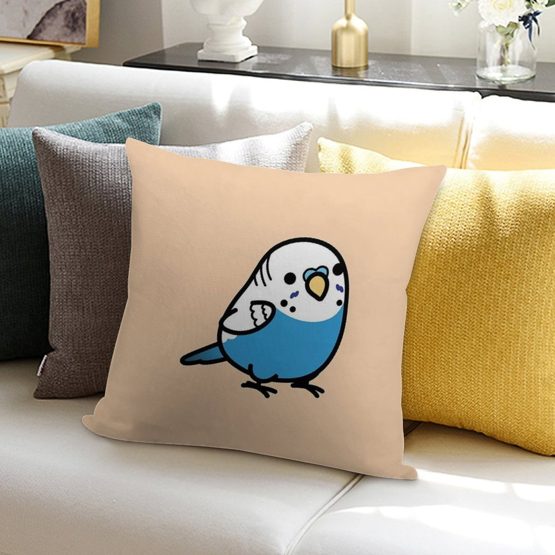 Chubby Blue Budgie - Male Soft Shrink-Resistant Throw Pillow