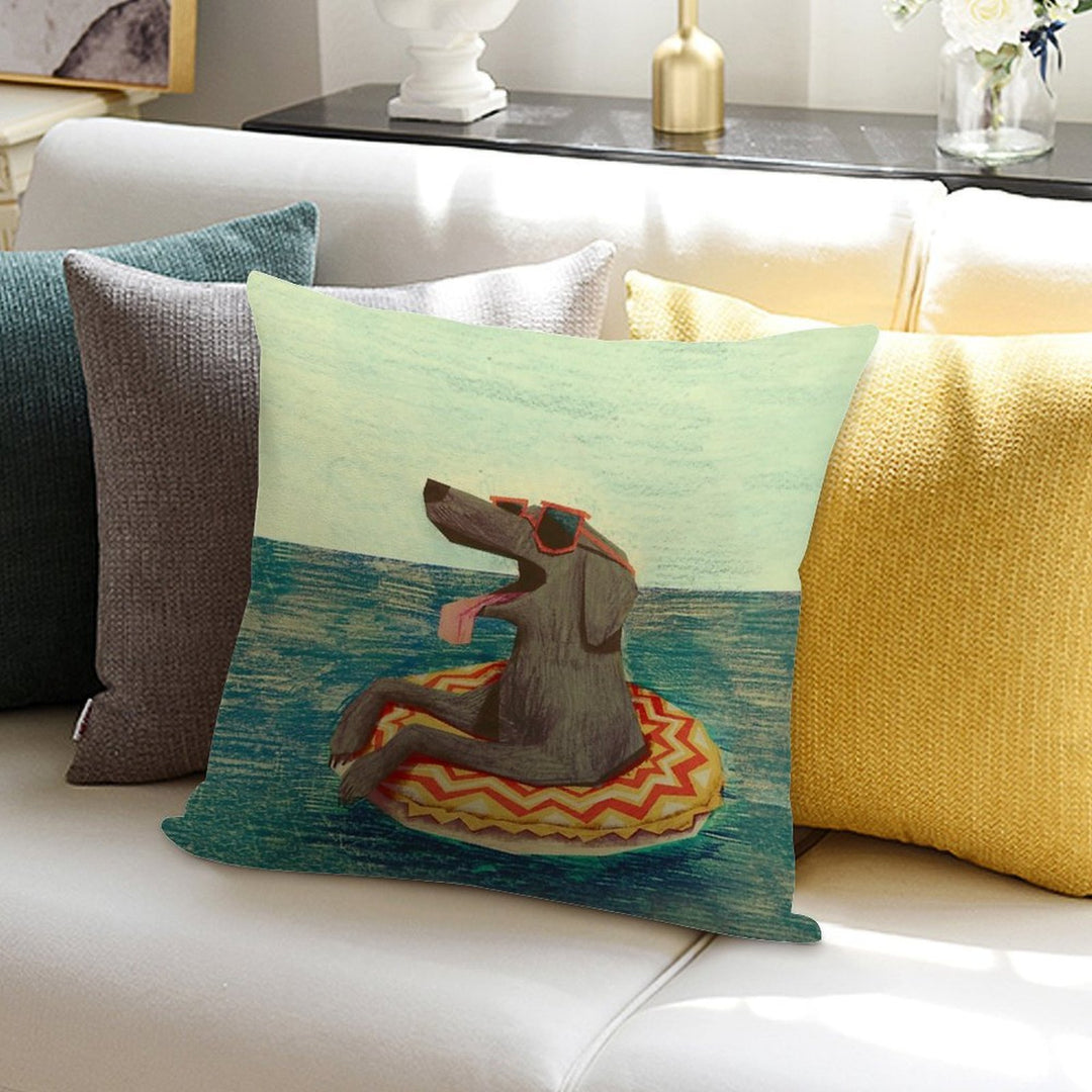 Relaxed Doggo Soft Washable Throw Pillow
