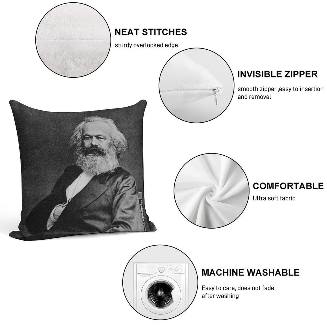 Karl Marx (best Quality) Soft Skin-Friendly Throw Pillow