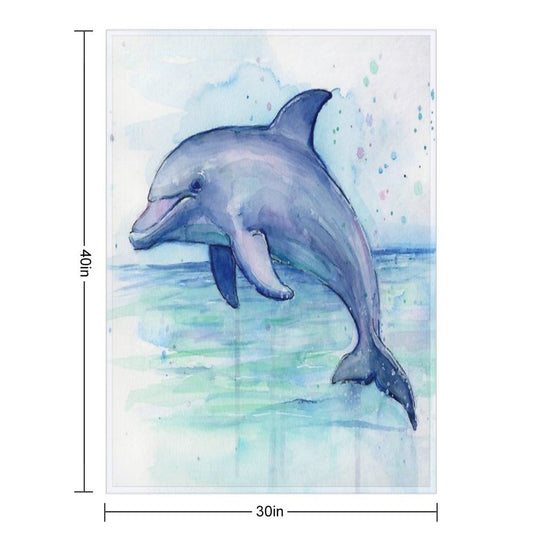 Dolphin Watercolor Gift-ready Throw Blanket