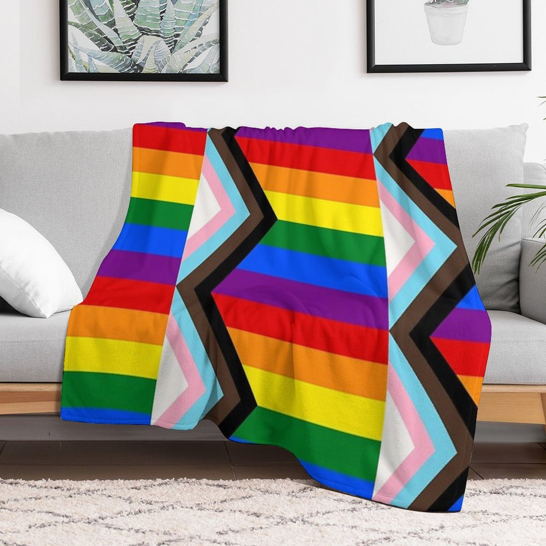 Progress Pride Flag Anti-pilling Throw Blanket