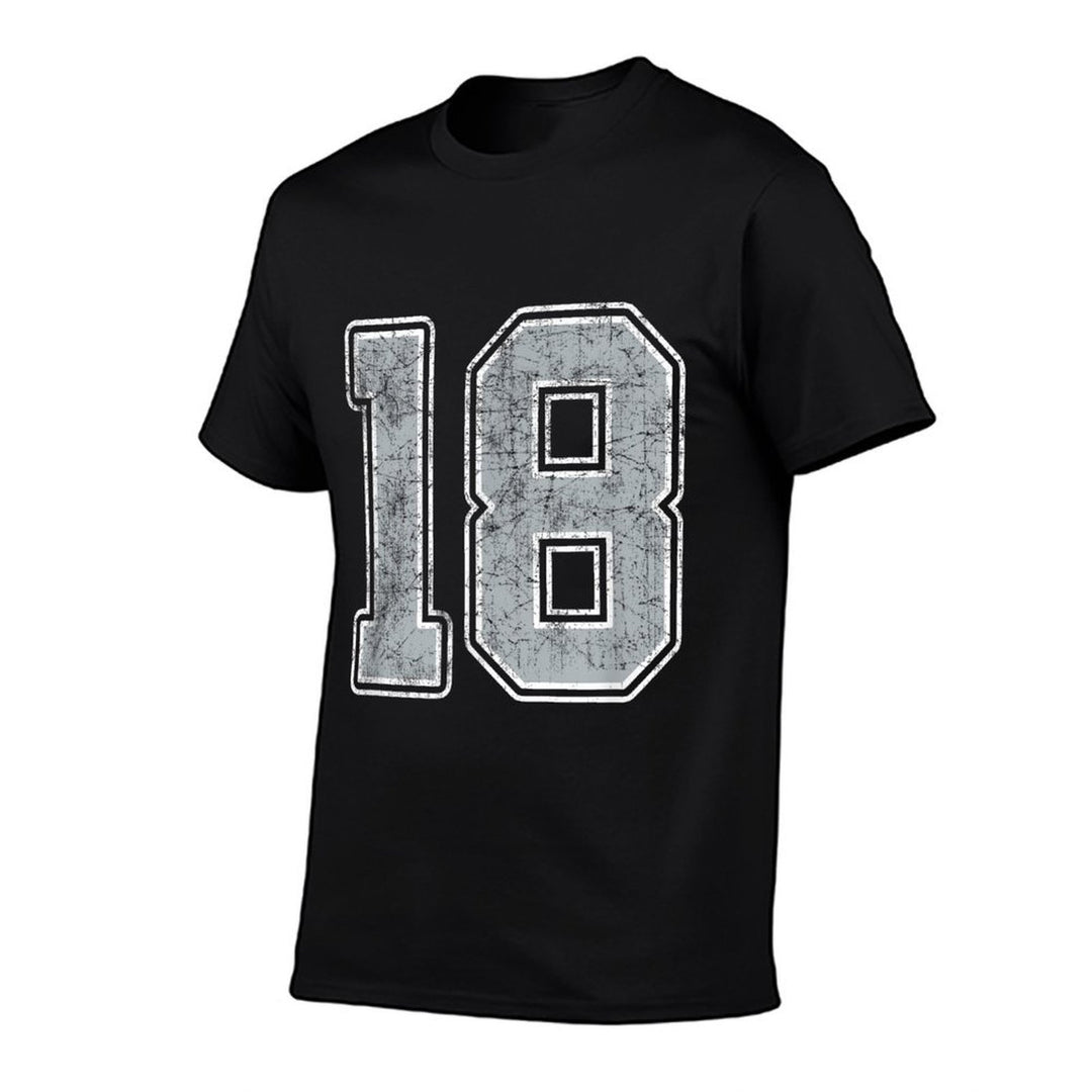 Silver White Number 18 Jersey Player Uniform #18 Comfortable T-Shirt