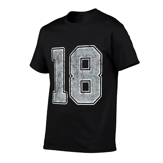 Silver White Number 18 Jersey Player Uniform #18 Comfortable T-Shirt