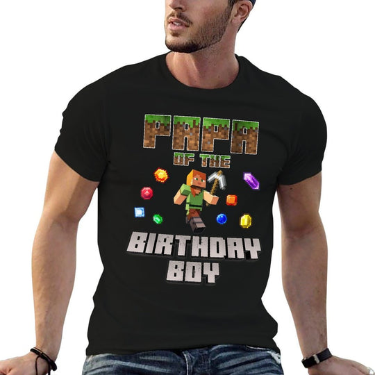 Papa Of The Birthday Boy Video Gamer Pixel Number  Oversized Silhouette T-Shirt