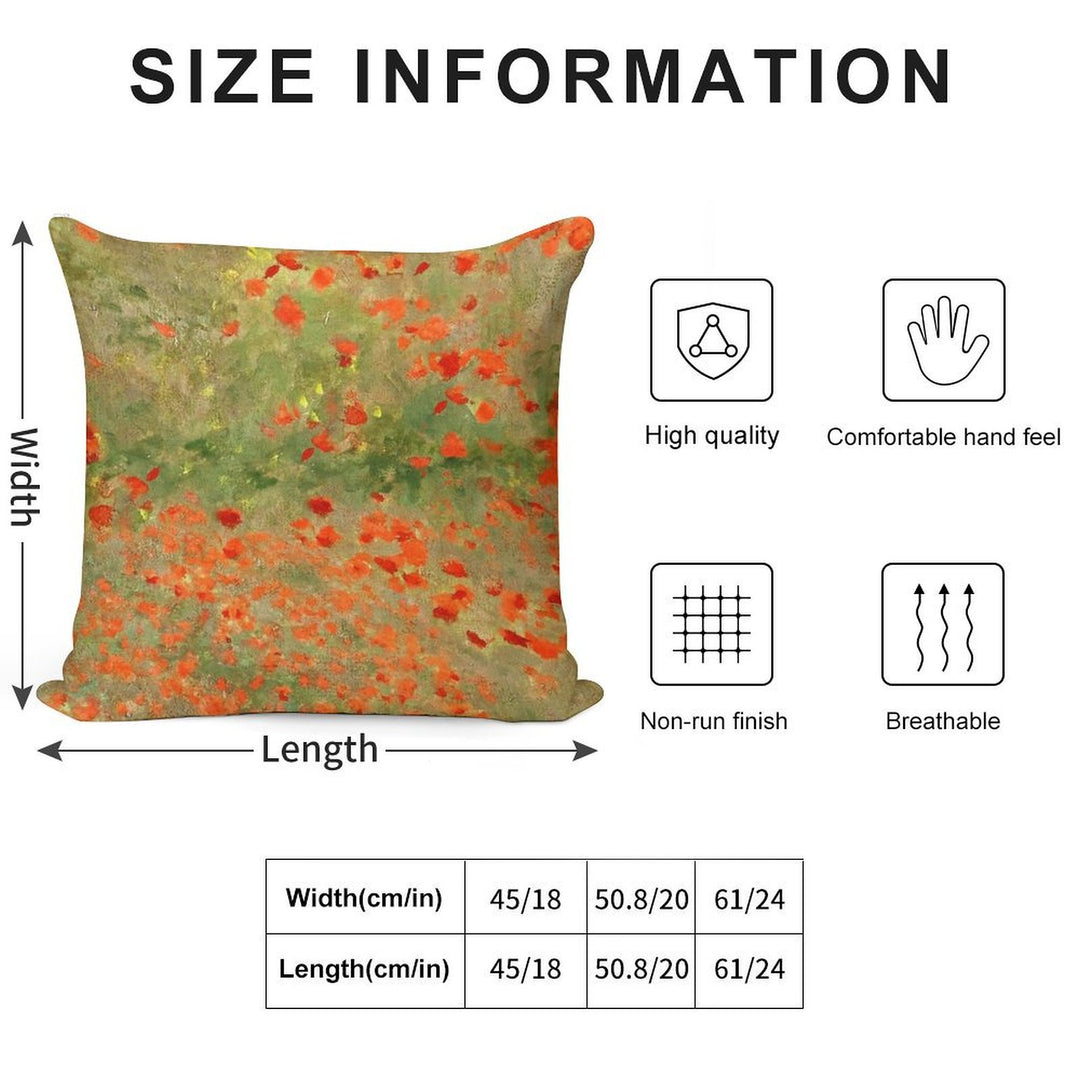 Monet Poppy Field Poppies Only Version Soft High-Density Material Throw Pillow