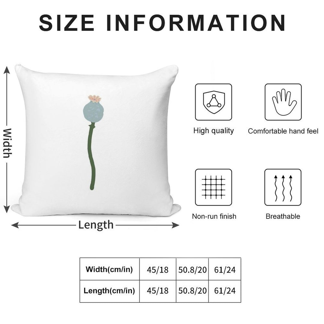 Poppy Capsule Drawing Soft Ultra-Soft Texture Throw Pillow
