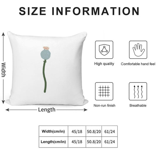 Poppy Capsule Drawing Soft Ultra-Soft Texture Throw Pillow