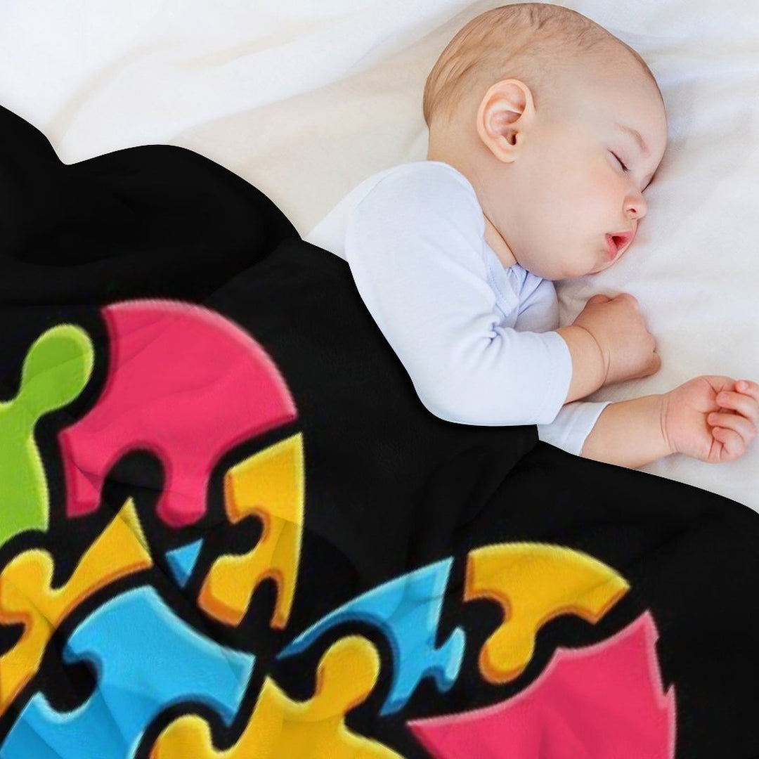 Autism Awareness Month ASD Neurodiversity Easy Care Throw Blanket