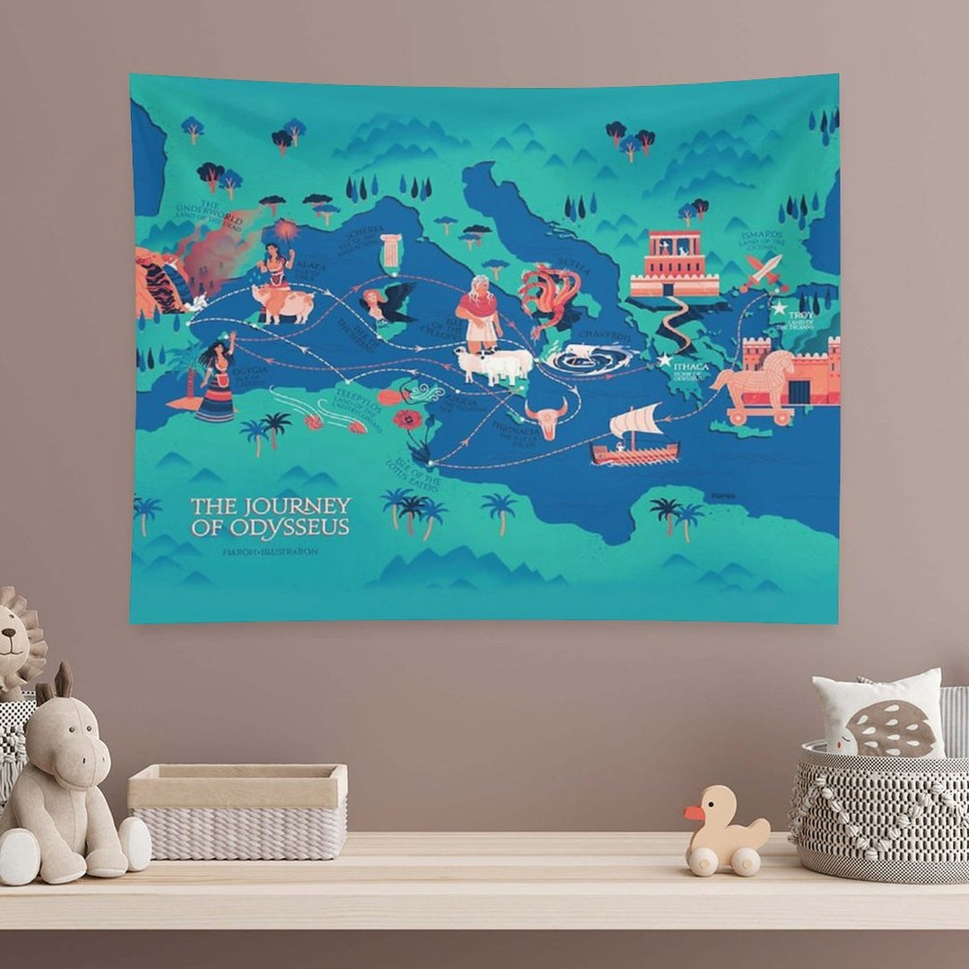 Odyssey Map - The Journey of Odysseus Tapestry