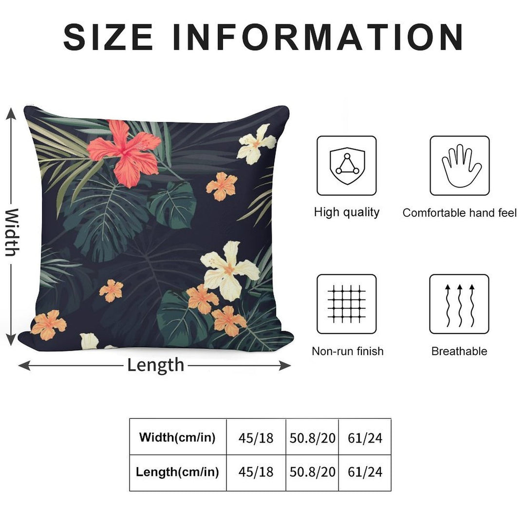 Dark Tropical Flowers Soft Easy Maintenance Throw Pillow