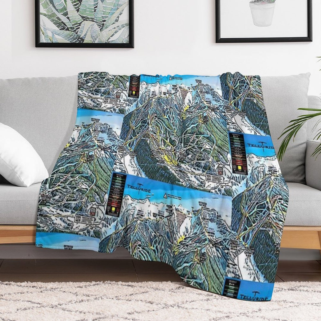 Telluride Trail Map Plush Throw Blanket