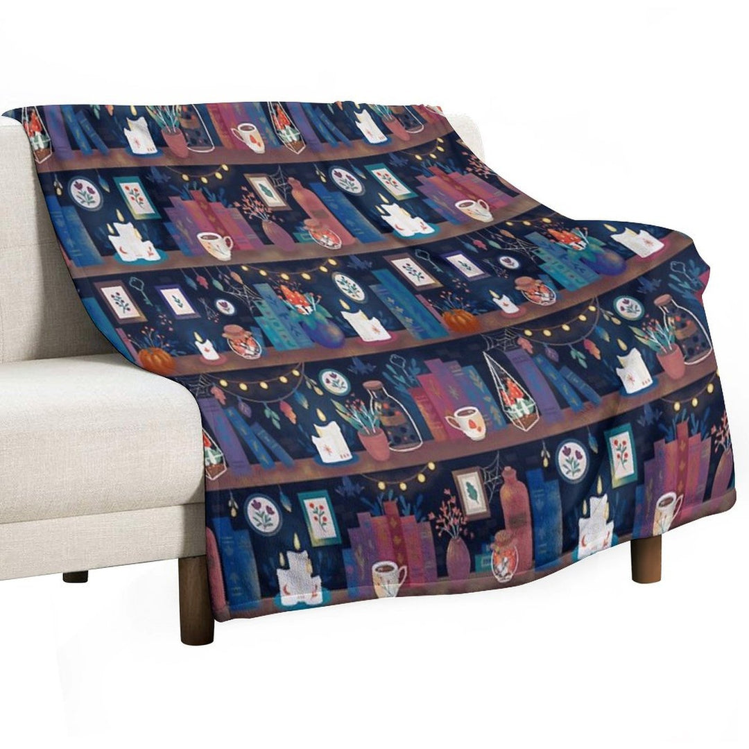 Whimsigothic Library Machine-washable Throw Blanket