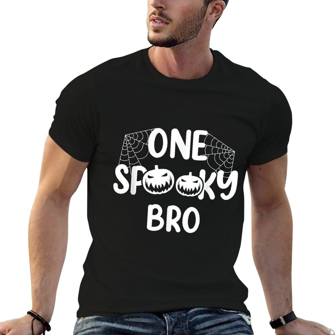 One Spooky Bro Brother Matching Family Halloween  Ribbed Collar T-Shirt