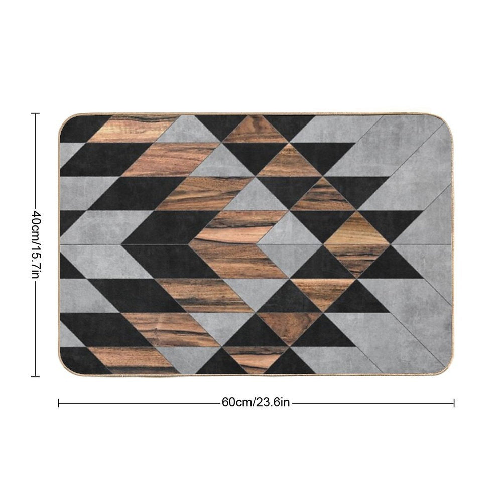 Urban Tribal Pattern No.10 - Aztec - Concrete And Wood  Versatile Bath Mat