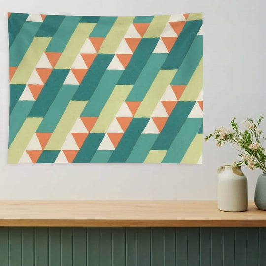 Diagonal Geometric Pattern – Vibrant Retro Style Tapestry