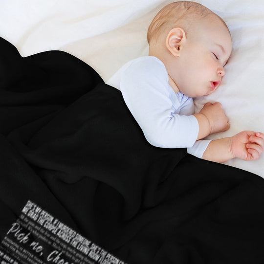 Typography Black Easy Care Throw Blanket