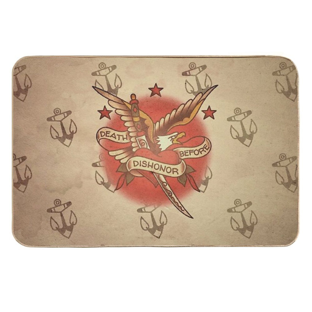 Salty-Dog American Traditional Death Before Dishonor Design  Rapid-Drying Bath Mat