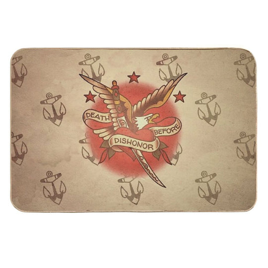 Salty-Dog American Traditional Death Before Dishonor Design  Rapid-Drying Bath Mat